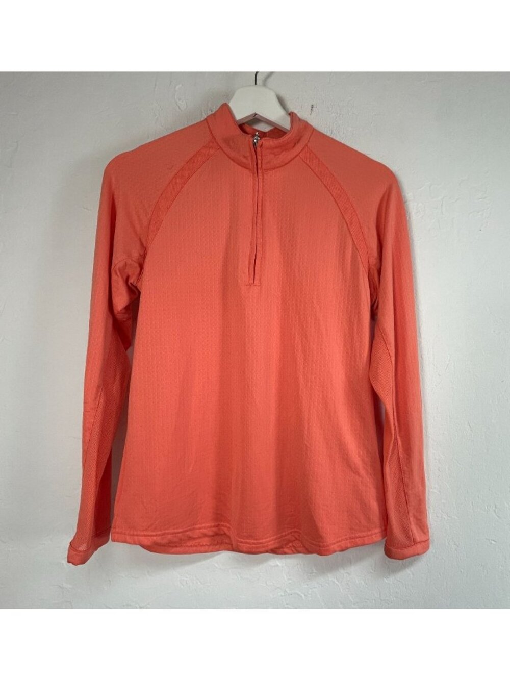 SanSoleil Womens Coral Long Sleeve Golf Top XS UPF 50 Half-Zip Stretch Pullover